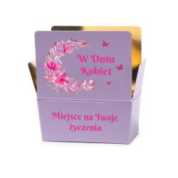 Czekoladki na Dzień Kobiet Mini Ballotin Lavender no.2 z Twoimi życzeniami