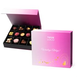 Czekoladki firmowe na Wielkanoc Chocolate Box Medium Pink z logo - MountBlanc - 1