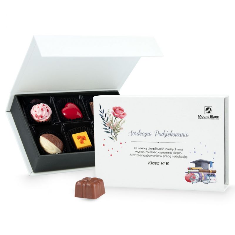 Czekoladki Chocolate Box Mini White z Twoimi życzeniami dla nauczyciela