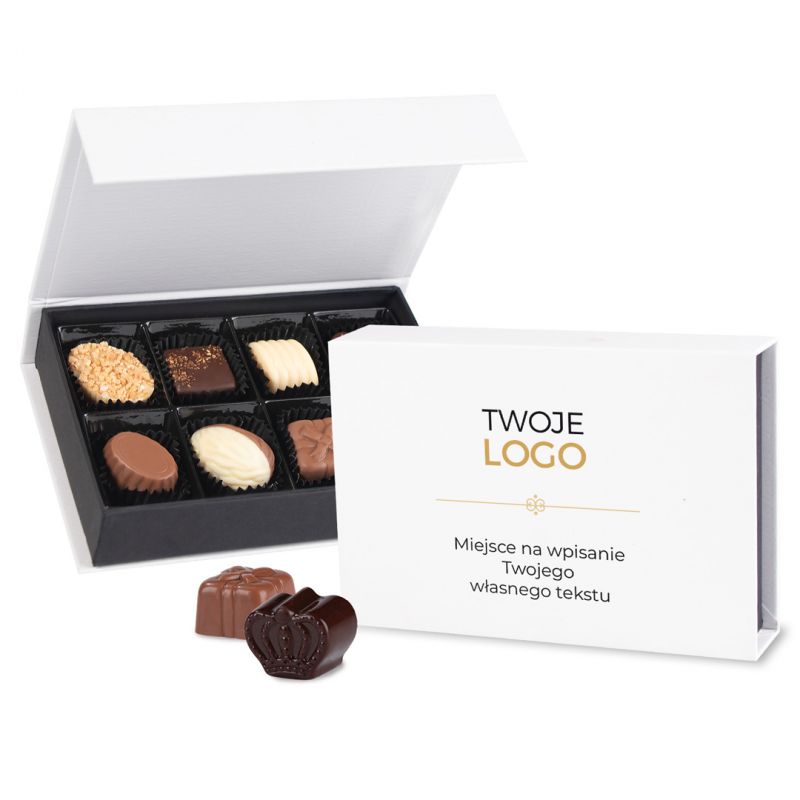 Czekoladki na prezent firmowy Chocolate Box White Mini z Twoim logo - MountBlanc - 1 Czekoladki na prezent firmowy Chocolate Box White Mini z Twoim logo - MountBlanc - 1