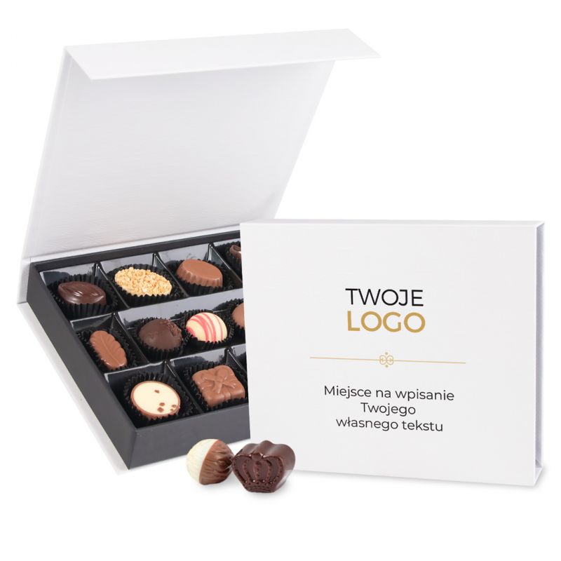 Czekoladki firmowe Chocolate Box White Medium z Twoimi logo - MountBlanc - 1