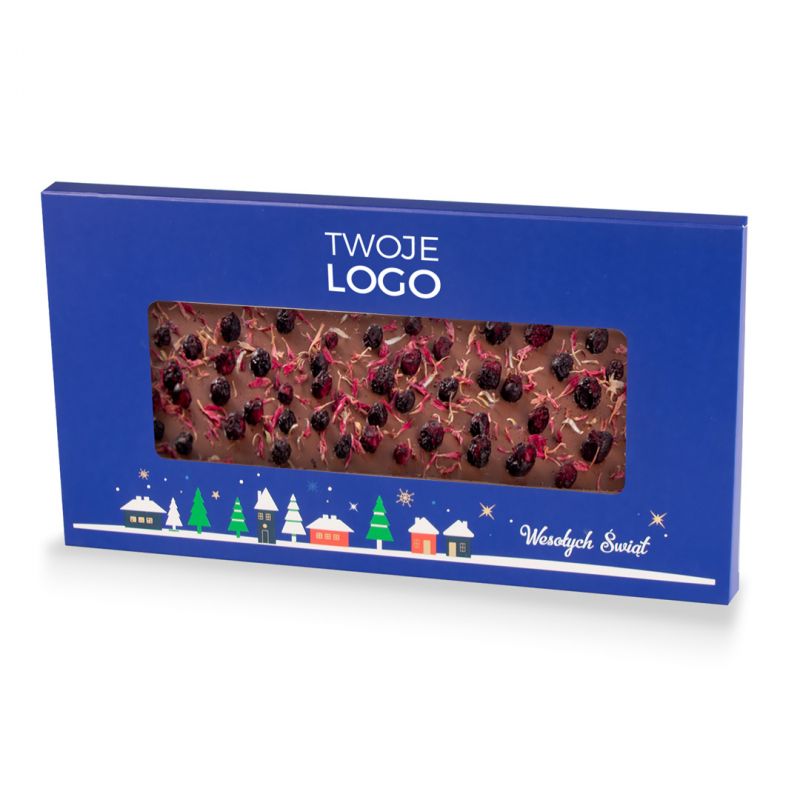 Upominek na Boże Narodzenie Chocolate Bar Blue z logo firmy
