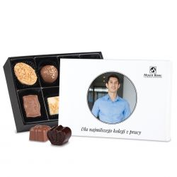 Czekoladki firmowe Premium White Mini ze zdjęciem, prezent dla kolegi z pracy - MountBlanc - 1