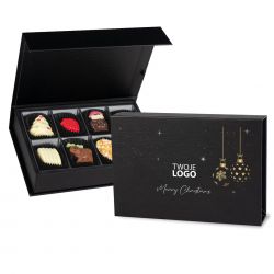 Czekoladki dla firm na Boże Narodzenie Christmas Chocolate Box Black Mini z Twoim logo - MountBlanc - 1