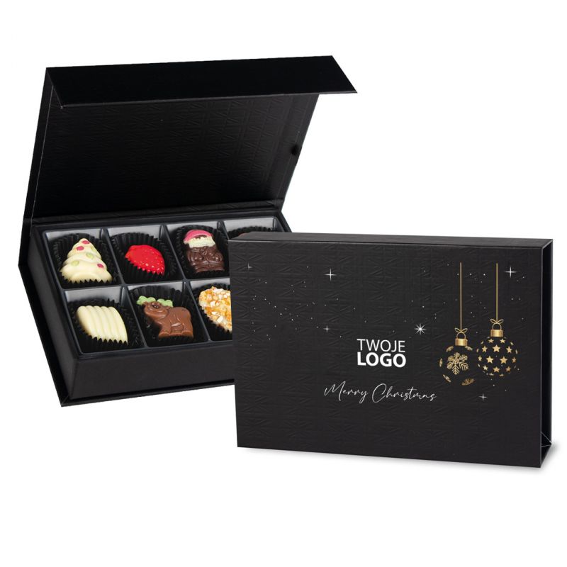 Czekoladki dla firm na Boże Narodzenie Christmas Chocolate Box Black Mini z Twoim logo - MountBlanc - 1
