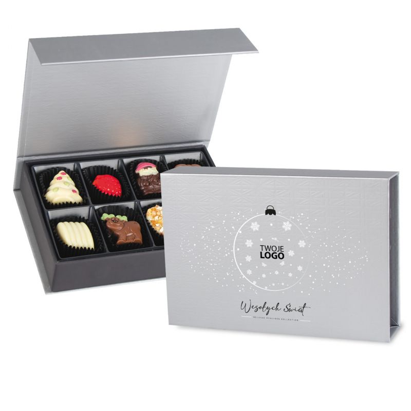 Bombonierka na Święta Chocolate Box Mini Silver z Twoim logo i życzeniami - MountBlanc - 1