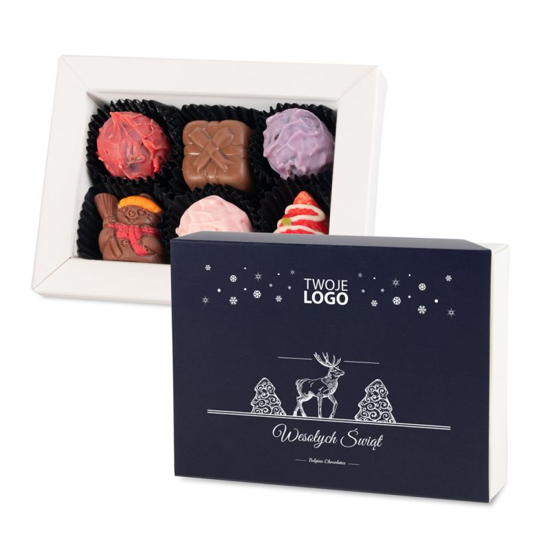 Czekoladki dla firm Christmas Delights Mini Blue no.3 z logo firmy - MountBlanc - 1