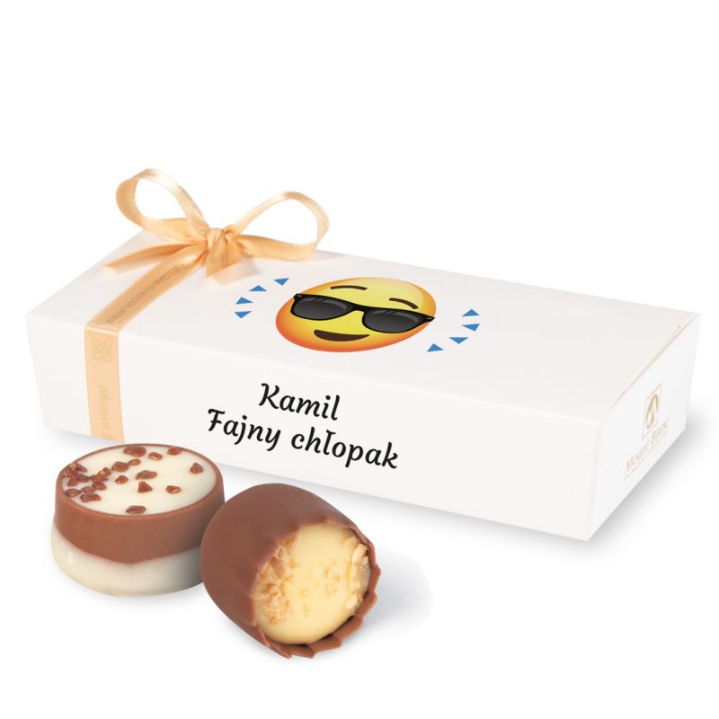 Czekoladki z imieniem Mini Ballotin White no.4 Fajny Chłopak