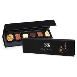 Czekoladki świąteczne dla firm Christmas Chocolate Box Long Black Mini z logo i życzeniami - MountBlanc - 1