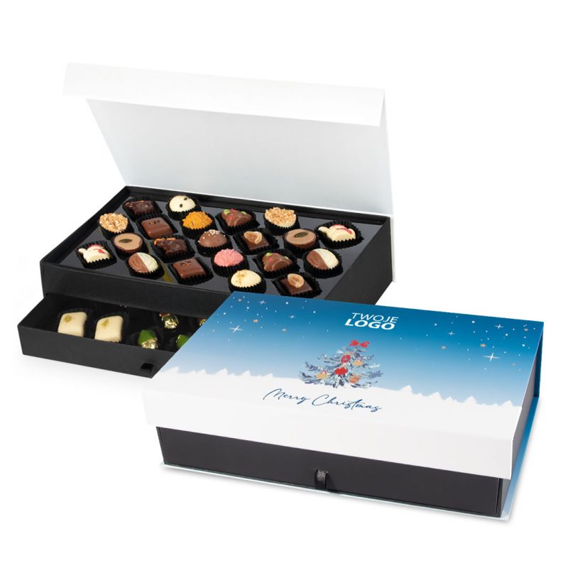 Czekoladki firmowe na Święta Chocolate Tower Blue z Twoim logo