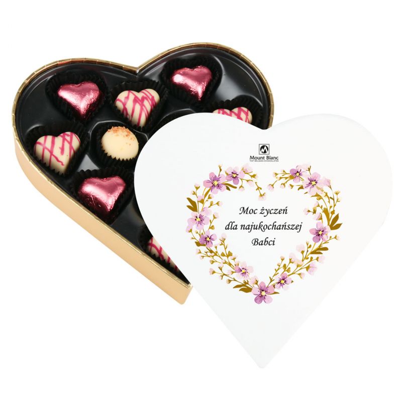 Czekoladki Sweet Heart White Mini moc życzeń dla Babci