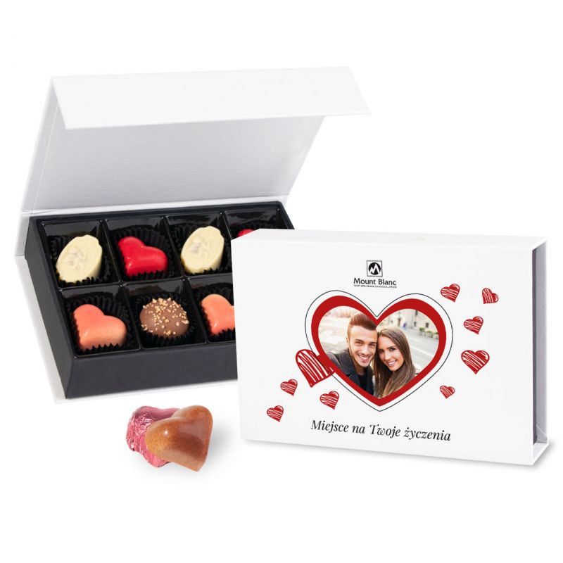 Czekoladowa walentynka Chocolate Box Mini White z Twoim zdjęciem i życzeniami - MountBlanc - 1