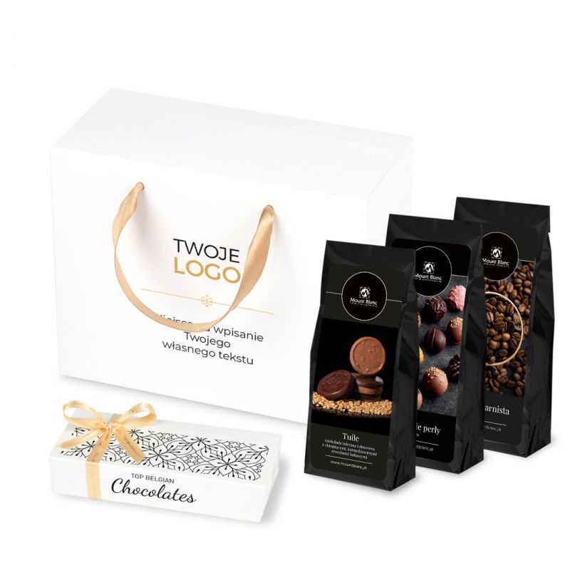 Zestaw czekoladowy Ribbon Box White no.2 z logo