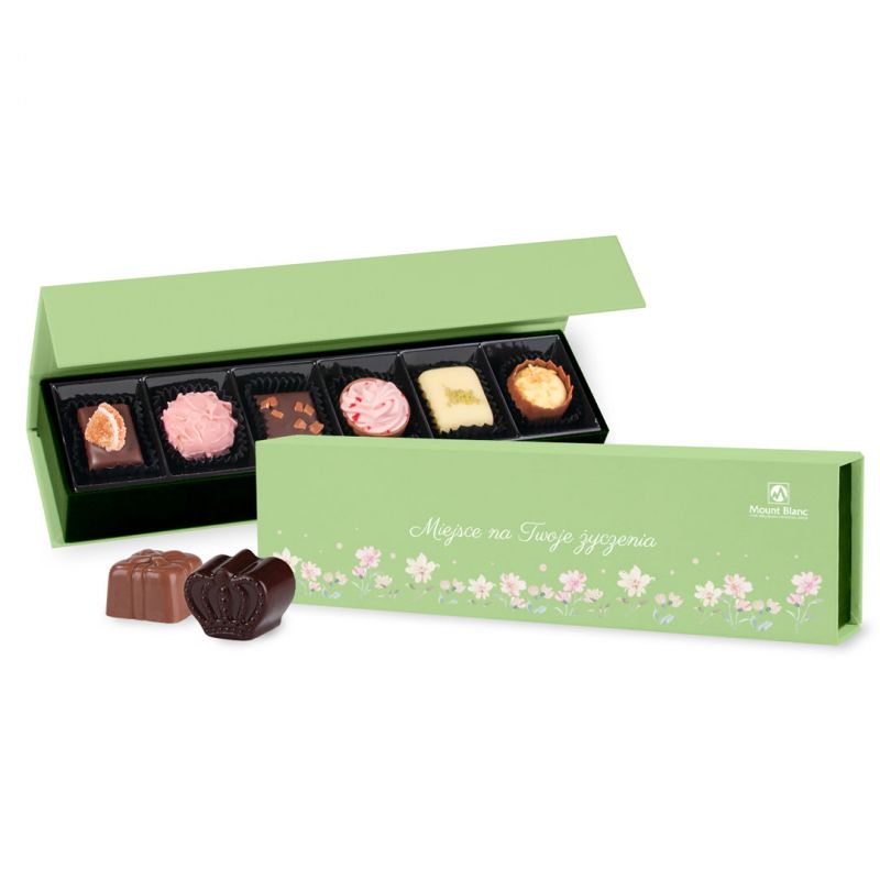 Bombonierka na Dzień Kobiet Chocolate Box Long Green z Twoimi życzeniami - MountBlanc - 1