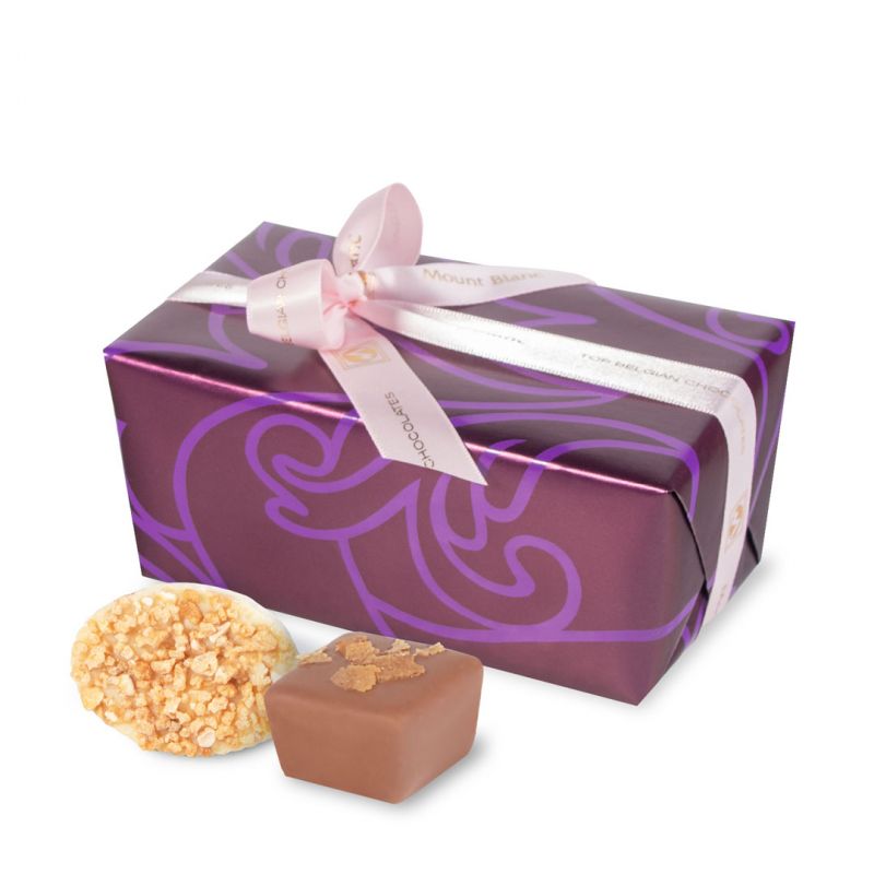 Belgijskie pralinki Ballotin Violet no. 1 w ozdobnym papierze