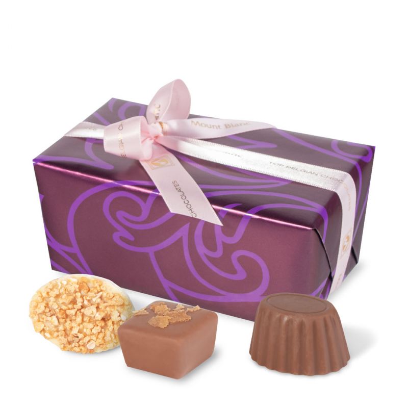 Czekoladki belgijskie Ballotin Violet no. 2 w ozdobnym papierze