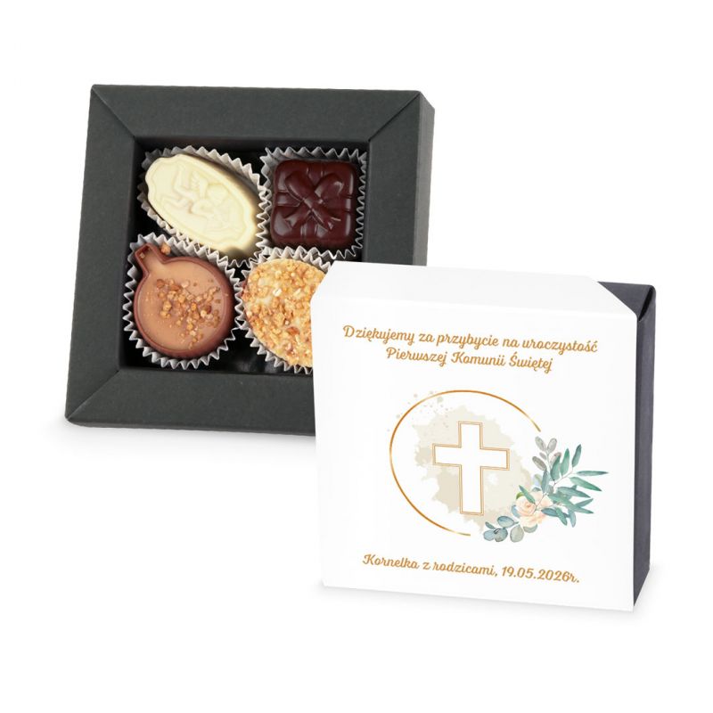 Podziękowania dla gości komunijnych Delights Mini White no.2 z Twoim tekstem