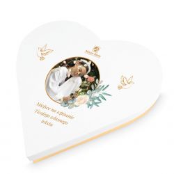Bombonierka na komunię Sweet Heart White Maxi z Twoim zdjęciem i życzeniami