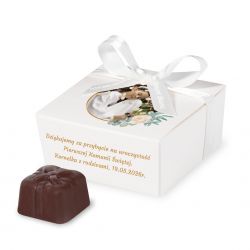 Czekoladki komunijne dla gości Mini Ballotin White no.2 ze zdjęciem i tekstem