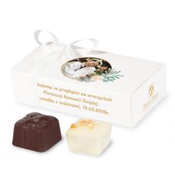 Podziękowania na komunie dla gości Mini Ballotin White no.3 ze zdjęciem i tekstem