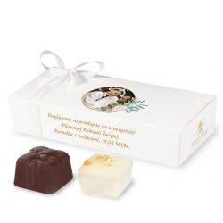 Czekoladki komunijne dla gości Mini Ballotin White no.4 ze zdjęciem i tekstem