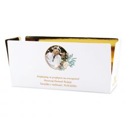 Czekoladki dla gości komunijnych Mini Ballotin White no.5 ze zdjęciem i tekstem