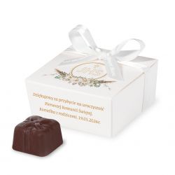 Upominek dla gości komunijnych Mini Ballotin White no.2 z Twoim tekstem