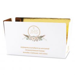 Czekoladki komunijne dla gości Mini Ballotin White no.4 z Twoim tekstem