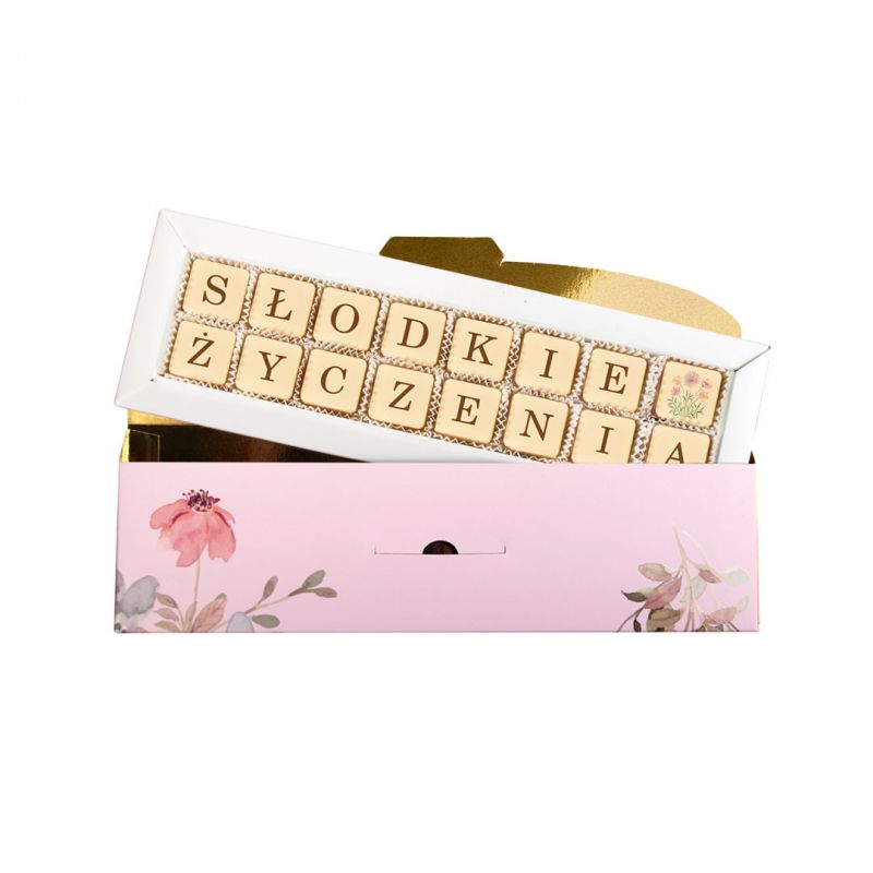 Czekoladki z napisem Chocolate Letter Mini Pink Słodkie życzenia - MountBlanc - 1