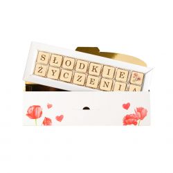 Belgijskie pralinki z napisami Chocolate Letter Mini White Słodkie życzenia - MountBlanc - 1