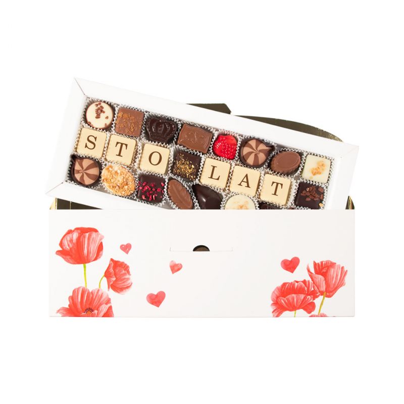 Czekoladki z napisem Chocolate Letter Maxi White Sto Lat
