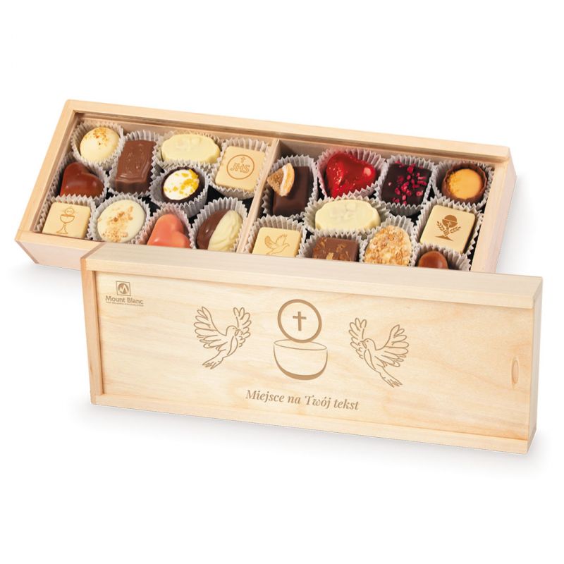 Czekoladki na komunię Smooth Duo Light z życzeniami - MountBlanc - 1