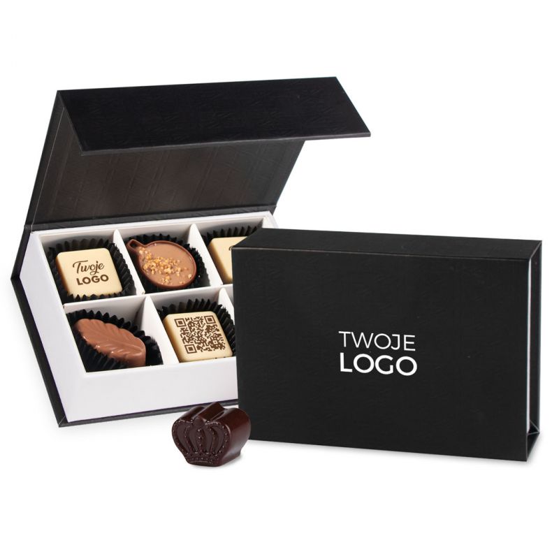 Czekoladki z logo firmy Finesse Black Pralines Prints