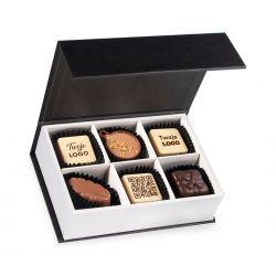 Czekoladki z logo firmy Finesse Black Pralines Prints