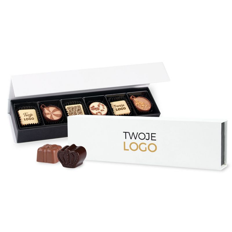 Czekoladki z logo Chocolate Box Long White Pralines Prints