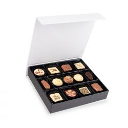 Czekoladki reklamowe Chocolate Box Medium White Pralines Prints z Twoimi logo