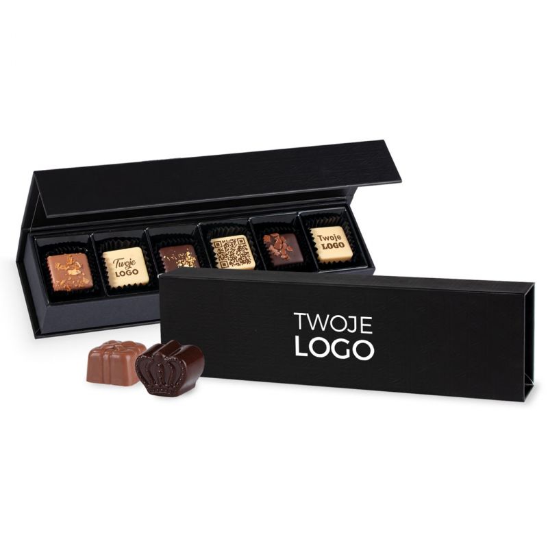 Czekoladki z nadrukiem logo Chocolate Box Long Black Pralines Prints