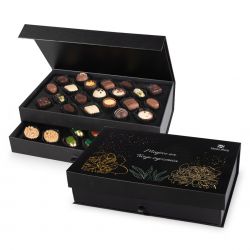 Czekoladki imieninowe Chocolate Tower Black z Twoimi życzeniami