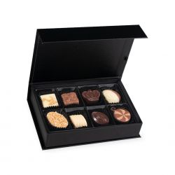 Czekoladki z okazji imienin Chocolate Box Mini Black z Twoimi życzeniami