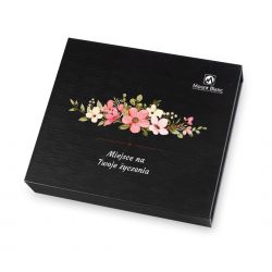 Upominek na imieniny Chocolate Box Medium Black z Twoimi życzeniami