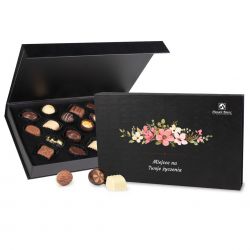 Bombonierka Chocolate Box Black z Twoimi życzeniami na imieniny