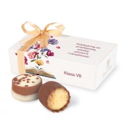 Czekoladki dla nauczyciela Mini Ballotin White no.3 z życzeniami od klasy