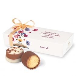 Czekoladki na koniec roku szkolnego Mini Ballotin White no.4 z Twoimi życzeniami