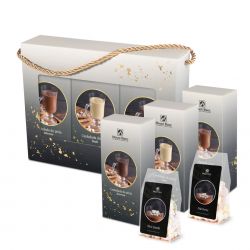 Zestaw prezentowy z czekoladami do picia i dodatkami Choco Ribbon Black no.3