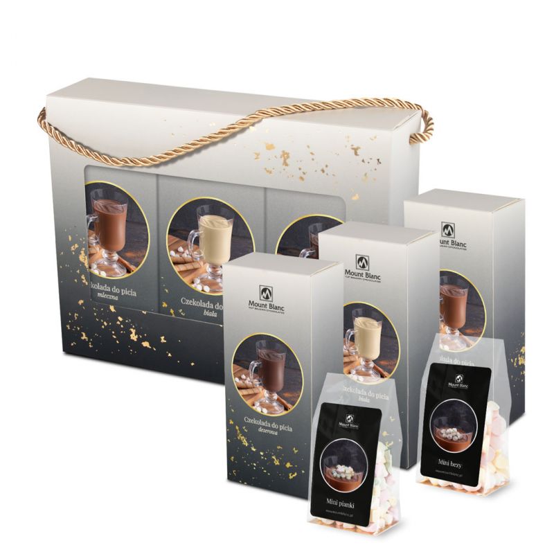 Zestaw prezentowy z czekoladami do picia i dodatkami Choco Ribbon Black no.3