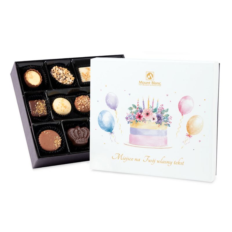 Czekoladki na urodziny Premium White z Twoimi życzeniami - MountBlanc - 1