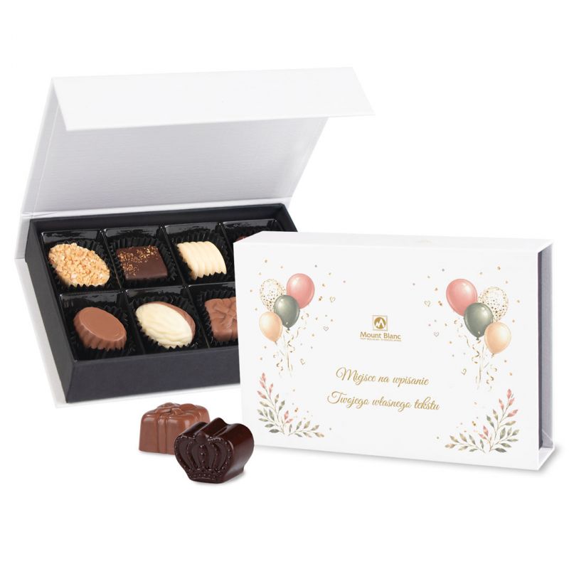 Urodzinowe czekoladki z Twoim napisem Chocolate Box Mini White - MountBlanc - 1