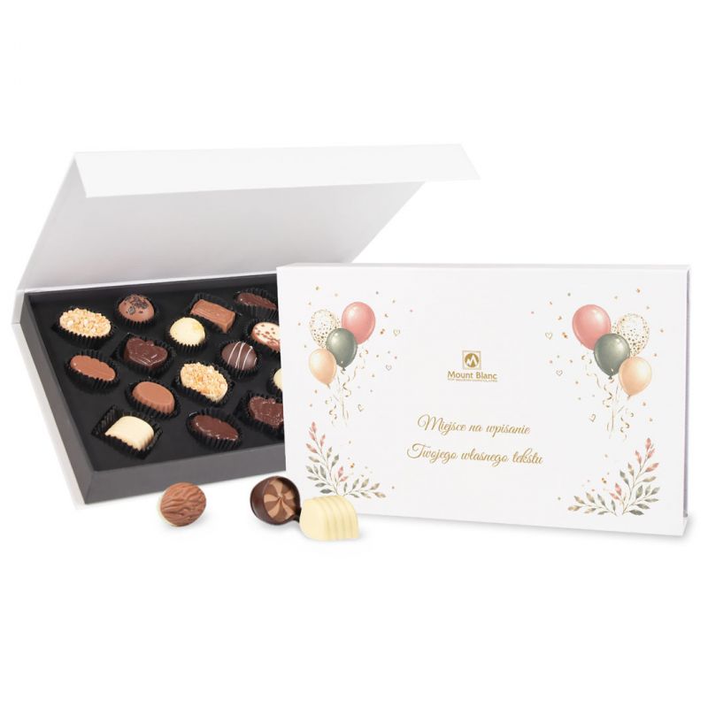 Czekoladki urodzinowe z Twoim napisem Chocolate Box White - MountBlanc - 1