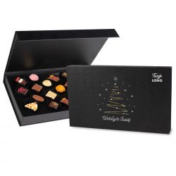 Praliny pod Choinkę Christmas Chocolate Box Black z logo Twojej firmy i życzeniami - MountBlanc - 1