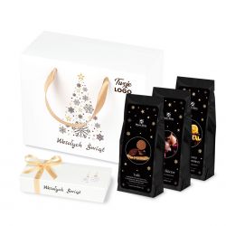 Słodycze bożonarodzeniowe Ribbon Box White no.2 z logo Twojej firmy - MountBlanc - 1